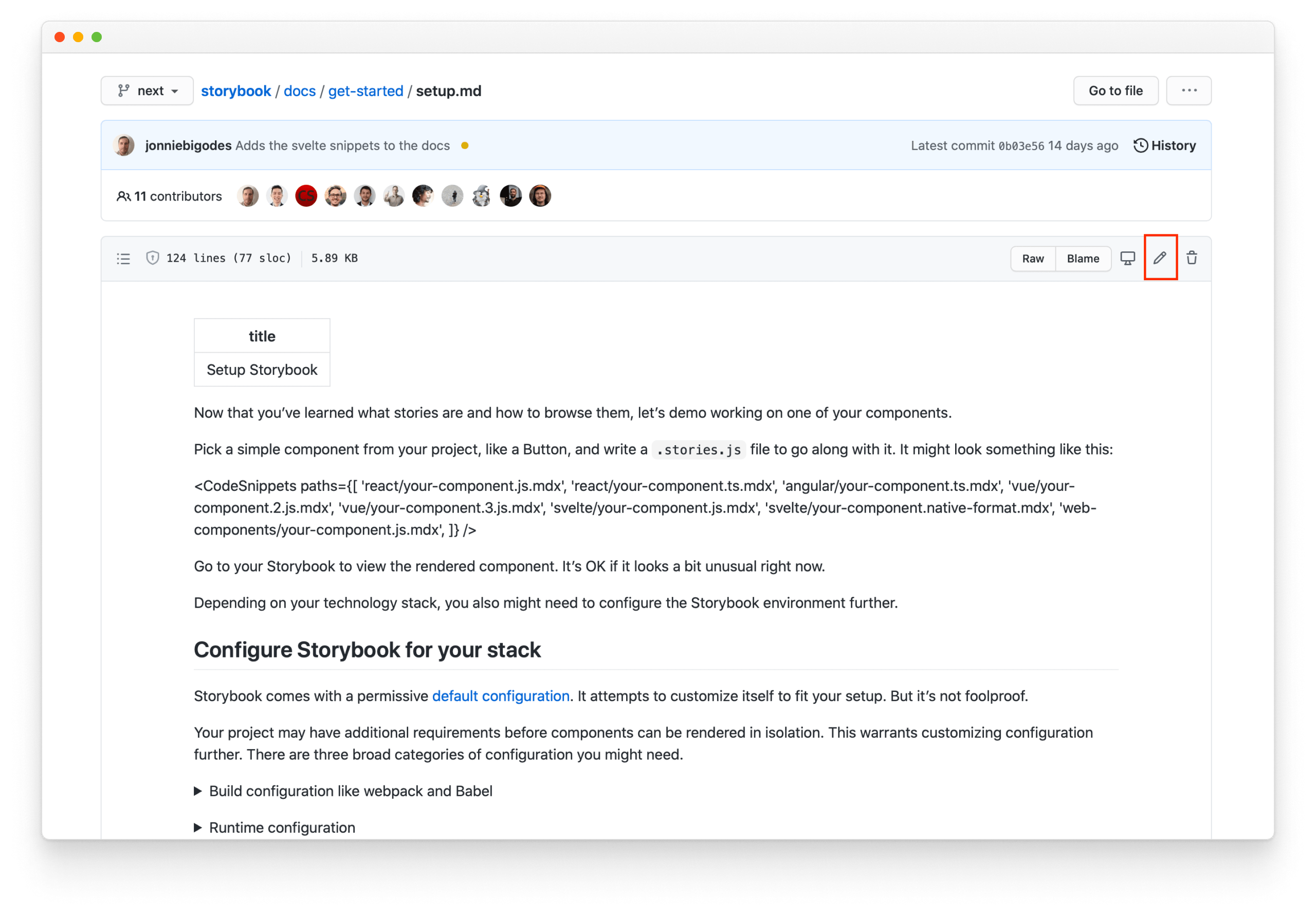GitHub edit documentation